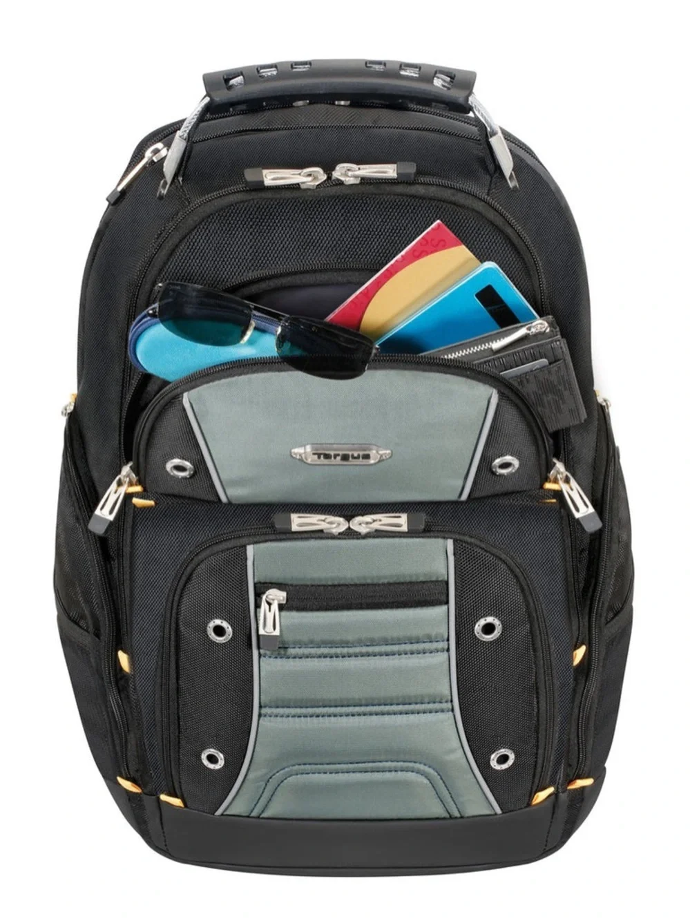 Targus Black and Gray Laptop Backpack with Yellow Accents